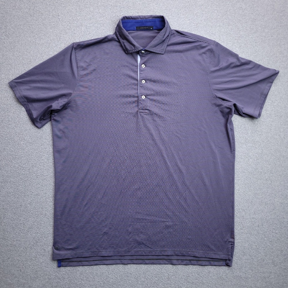 Greyson Polo Shirt XL Golf Tech Performance Stretch Purple Stripe Size Mens